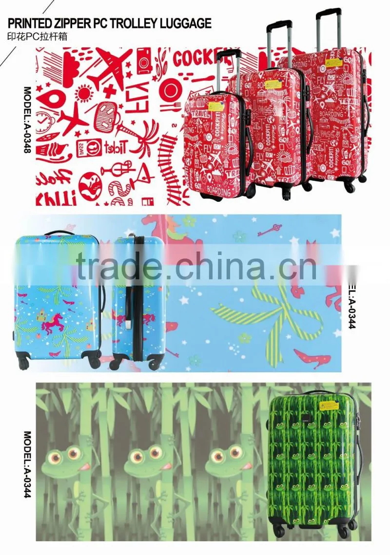 Vintage butterfly printed figures ABS+PC trolley luggage case