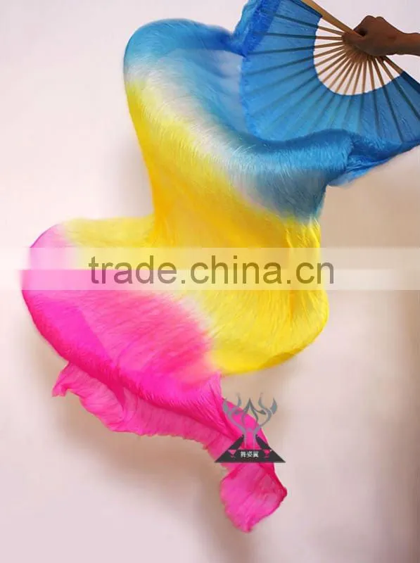 2012 wholesale green blue rose mixing color Belly Dance Silk Fans veil DJ1022