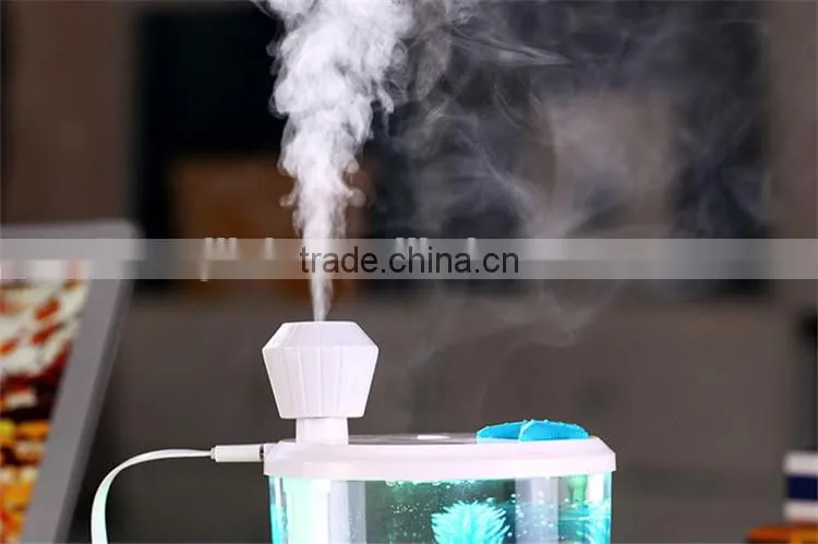 USB personal ultrasonic humidifier cool mist air purifier with led light fish tank function