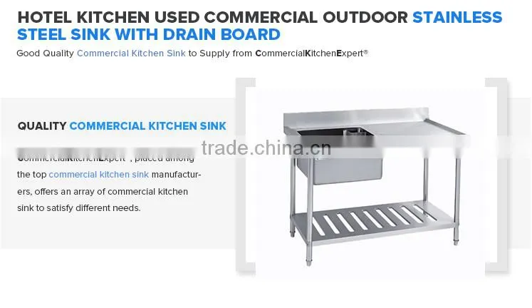 Hotel Kitchen Used Commercial Outdoor Stainless Steel Sink With Drain Board