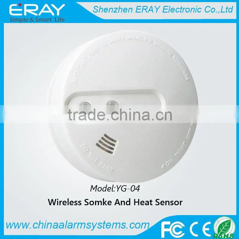 HOT!!! HOT!!! New and Hot wireless smoke and heat sensor system smoke detector en14604(YG-04)