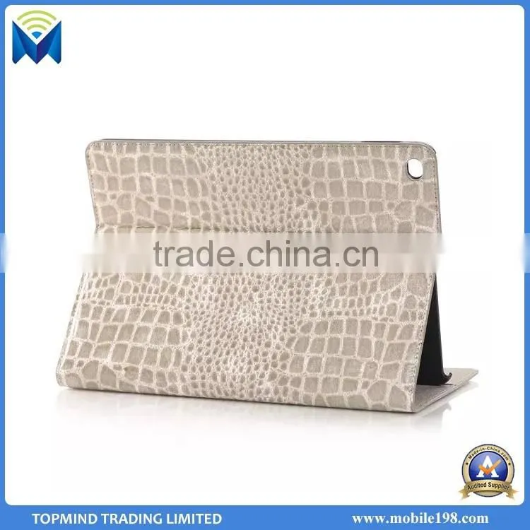 Crocodile Leather Case for iPad Air 2, Wallet Case Cover for iPad Air 2 with Card Slot