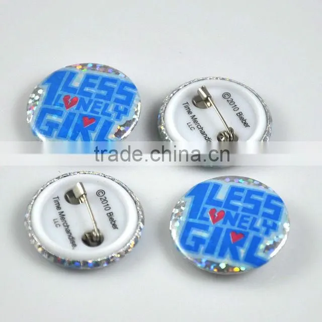 Custom made button plastic badge / cheap pin plastic badge