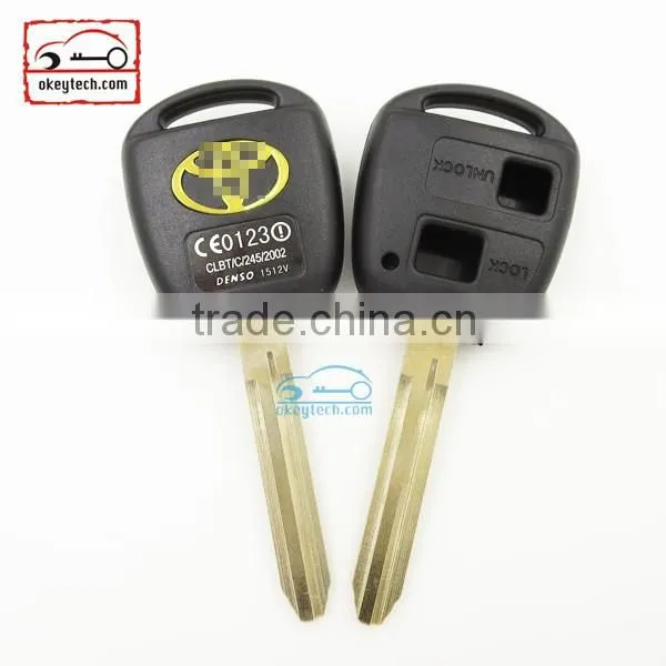 High Quatity Toyota remote key shell 2 button Car Key toyota with toy 43 blank with gold logo romote key shell