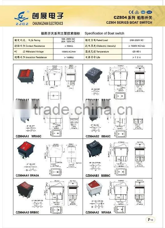 t125 rocker switch with waterproof,High quality copper contact red rocker switch manufacturer round rocker switch