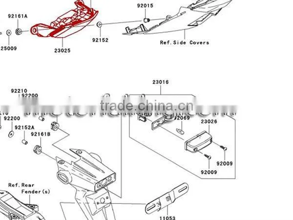 ZX-6R Plastic tail lights/Motorcycle Smoke LED tail light for Kawasaki ZX6R 09-11