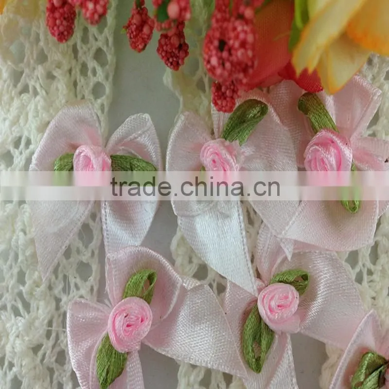 Wholesale customized satin ribbon bowknots ribbon bow with ribbon flower