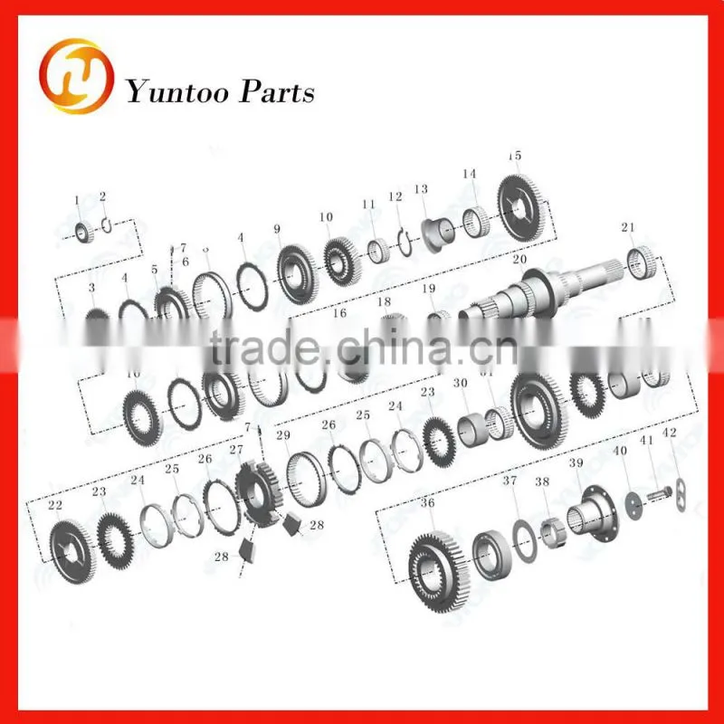 yutong spare part 1701-02338 second shaft for S6-160 gearbox transmission