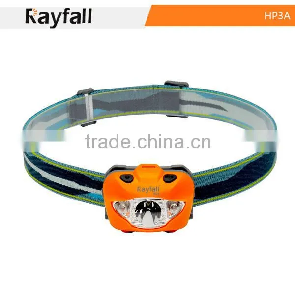 Customized color 3 led motion activated led waterproof headlamp