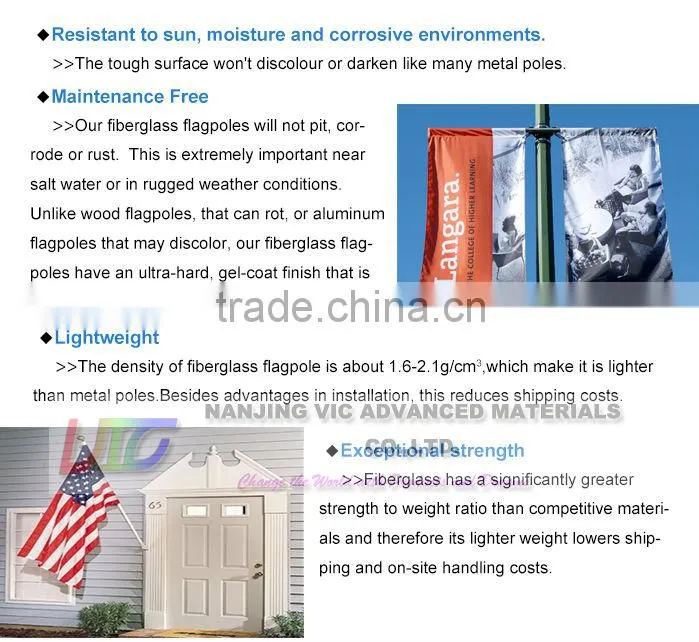 Fiberglass Rod Tube Used As Flag Pole,High Strength Fiberglass FRP Flag Pole,UV Resistant,Colorful,Made In China