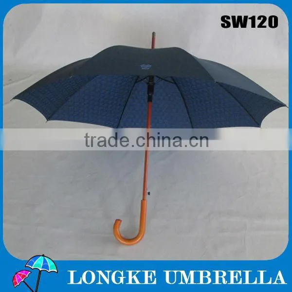 Bule 60cm Wooden Straight auto ope Umbrella/solid color