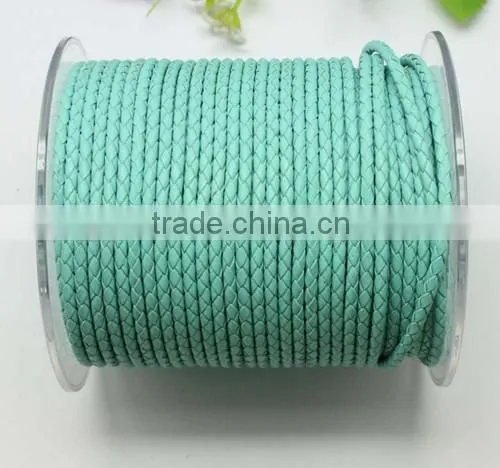 light green 3.0mm braided real leather cord for bracelet