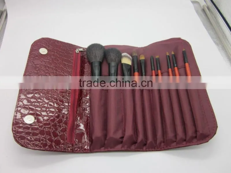 Hot Purple 10 pcs Make Up tools for Makeup Brushes With Bag