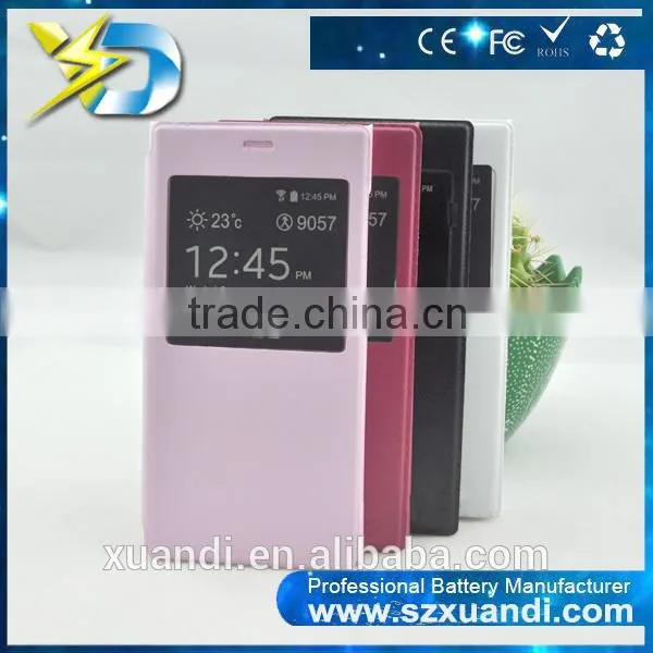 cheap price mobile phone window style for mi 3 Leather cover case