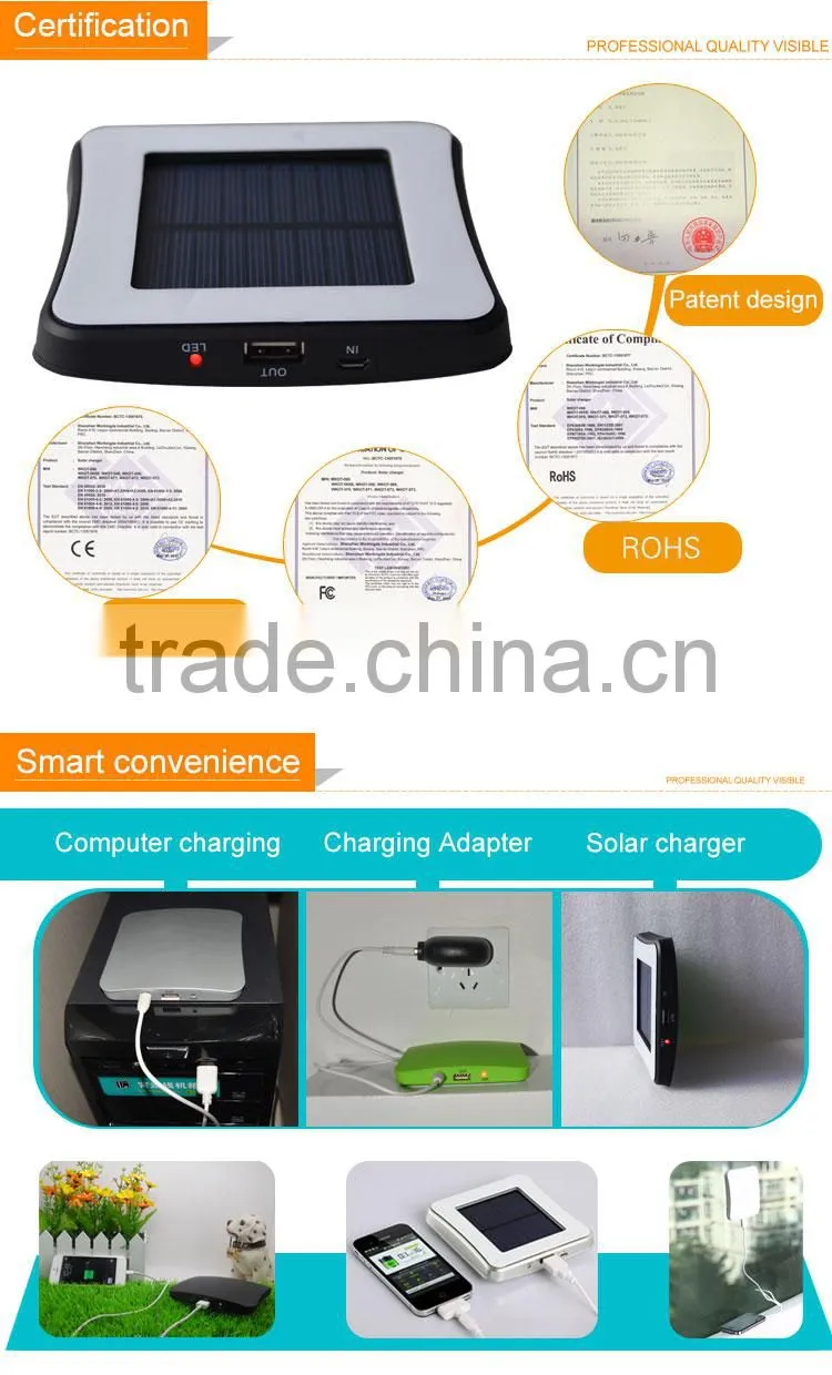 2015 gift CE FCC ROHS approved portable charger power bank/paly solar power bank/outdoor mobile phone charger