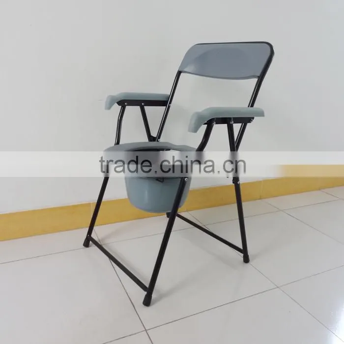 Metal frame durable removable bedpan lid bedside commode toilet chair