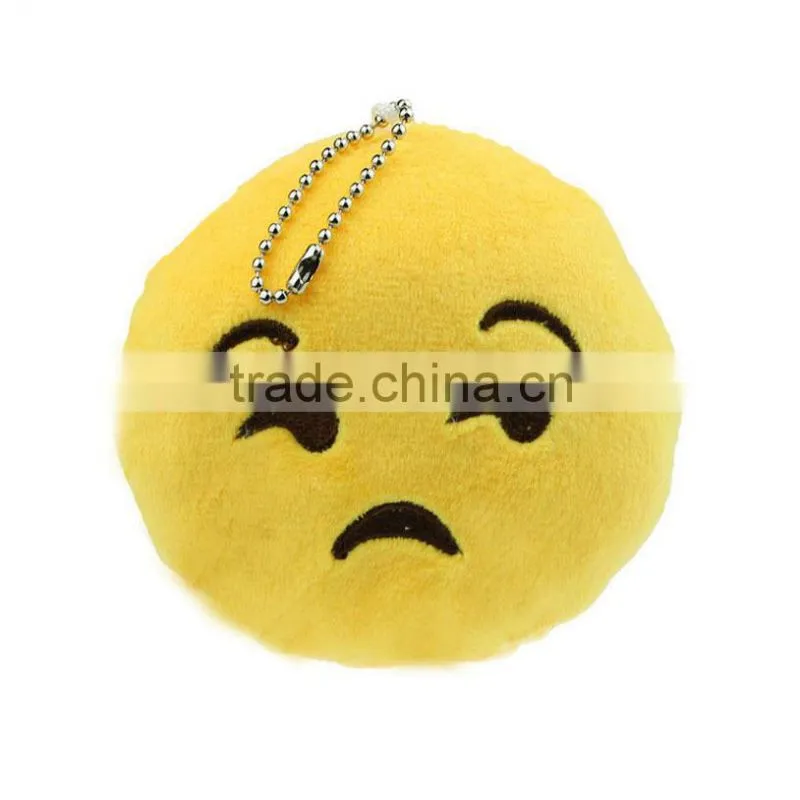 New emoji keychain PP cotton plush custom pendant keychain yellow cushion emoji pendant emoji keychain
