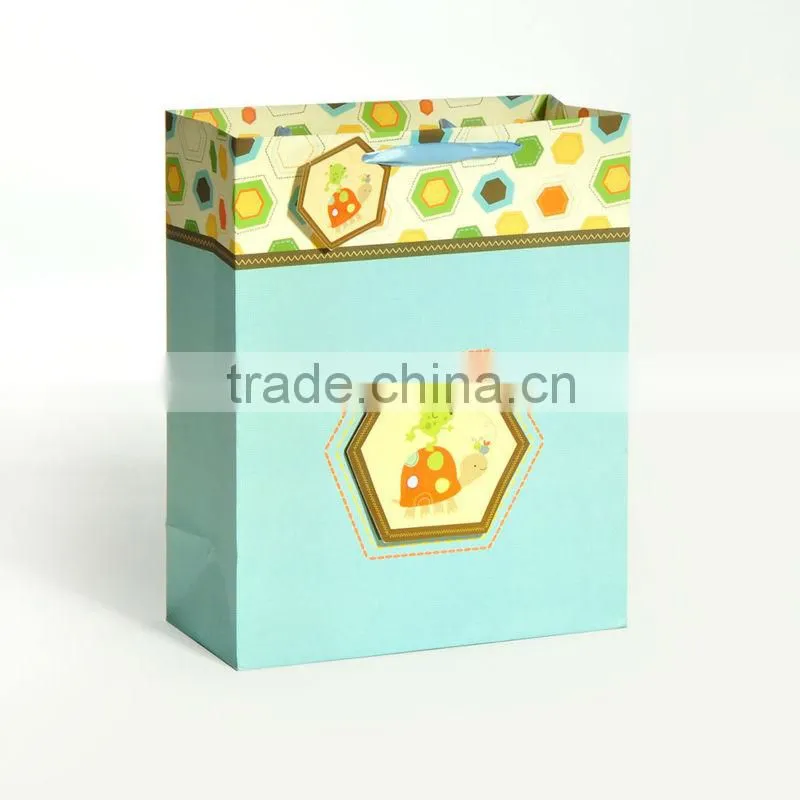 Kids birthday party gift paper bag with ribbon handle