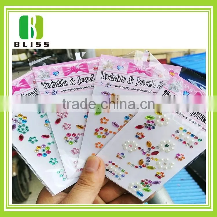 Custom design free samples shining diamond mobile sticker