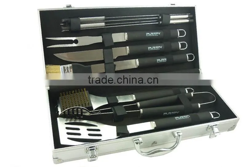 Stainless steel Portable bbq tools set with tools box