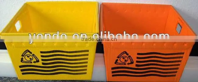 Corrugated plastic storage bins with lids