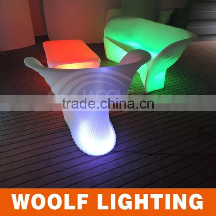 Popular Club Conch Design Luminous Coffee Table LED Sofa Set