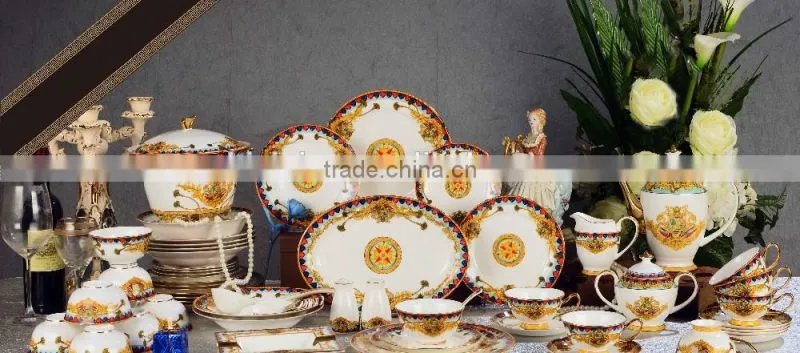 69pcs bone china dinnerware set for six