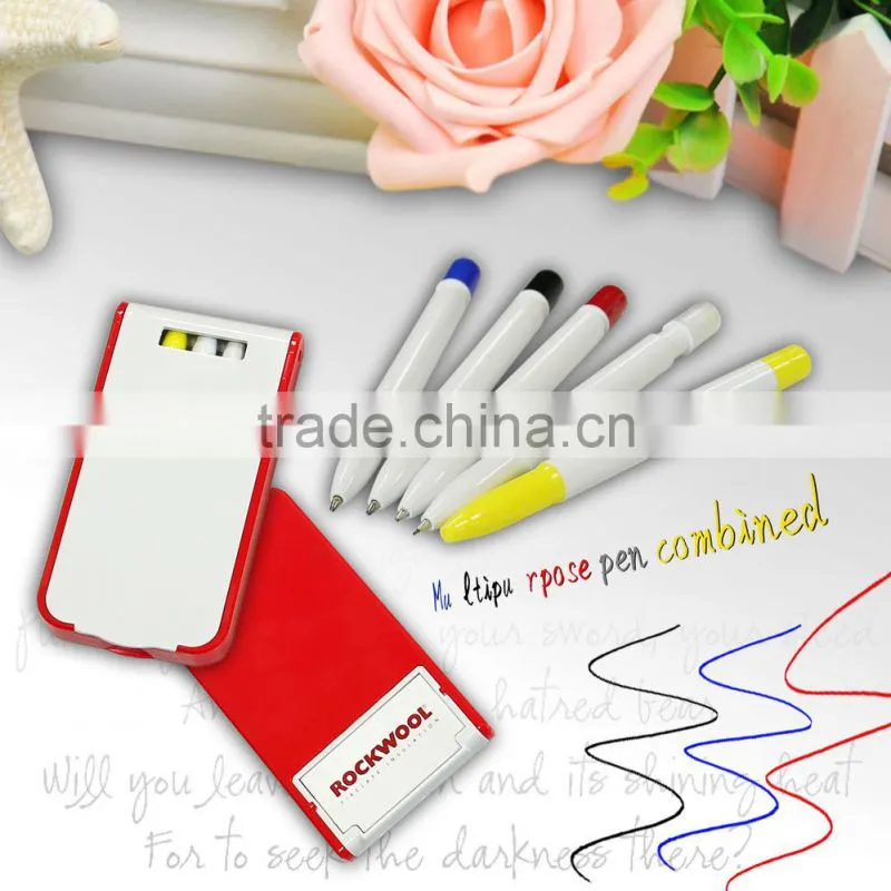 5-in-1 ball pen,plastic ballpoint pen with pen case for gift