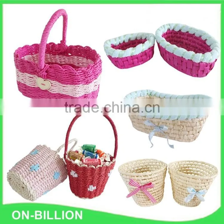 Cheap delicate hand woven gift basket paper and straw easter basket wholesale