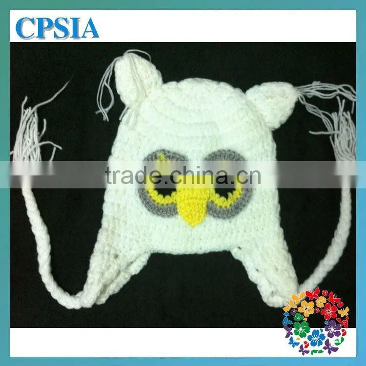 the new handmade baby hat with ears cute knitted owl pattern wool hats