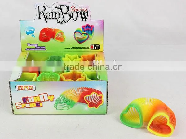 2015 hot sale colorful plastic rainbow spring toys educational classic toys for kids/promotional toys raibow circle