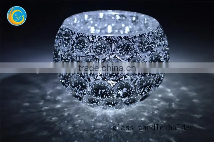 Color Spray Broken silver plating glass Tealight candle holder