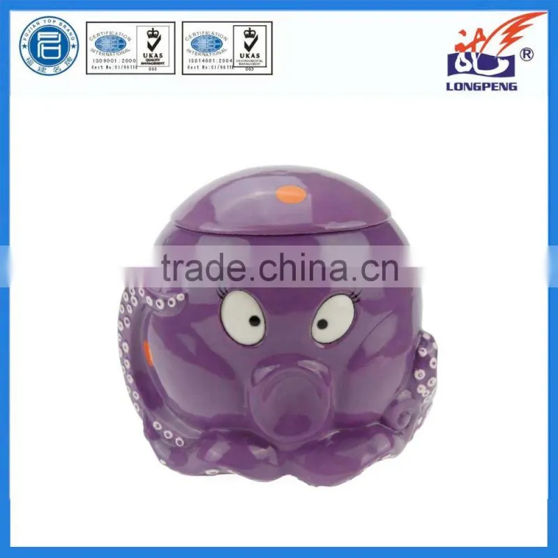 Ocean series cute octopus hand-painted ceramic cookie jar with lid
