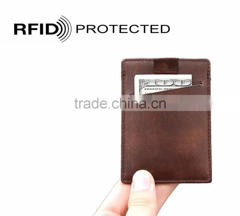TIANHOOO Slim Card Sleeve Top Quality Italian Leather Ultra Thin Card Holder Minimalist Front Pocket Wallet for Men