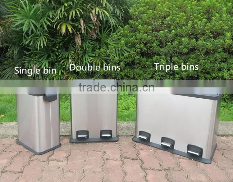 Big capacity stainless steel pedal bin garbage bin for school