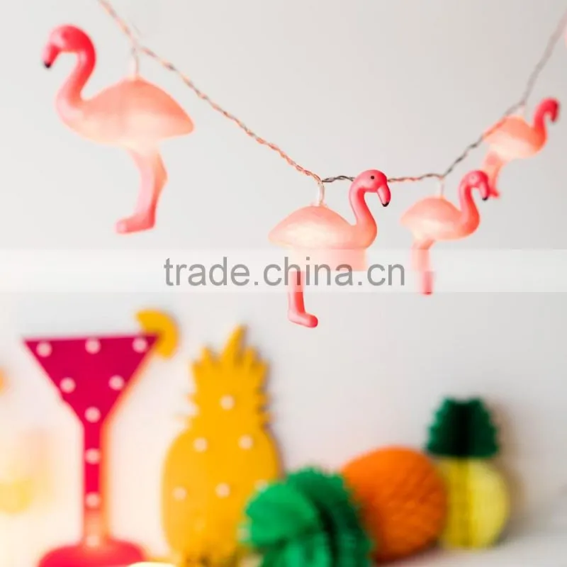 12 Pink Flamingo Battery Operated Indoor LED Fairy Lights