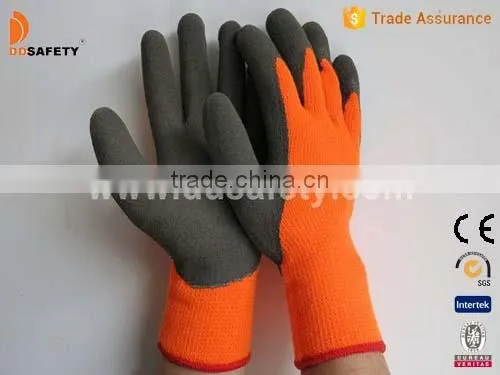 DDSAFETY 10 Gauge Acrylic Working Gloves With Napping Liner Coating Grey Latex