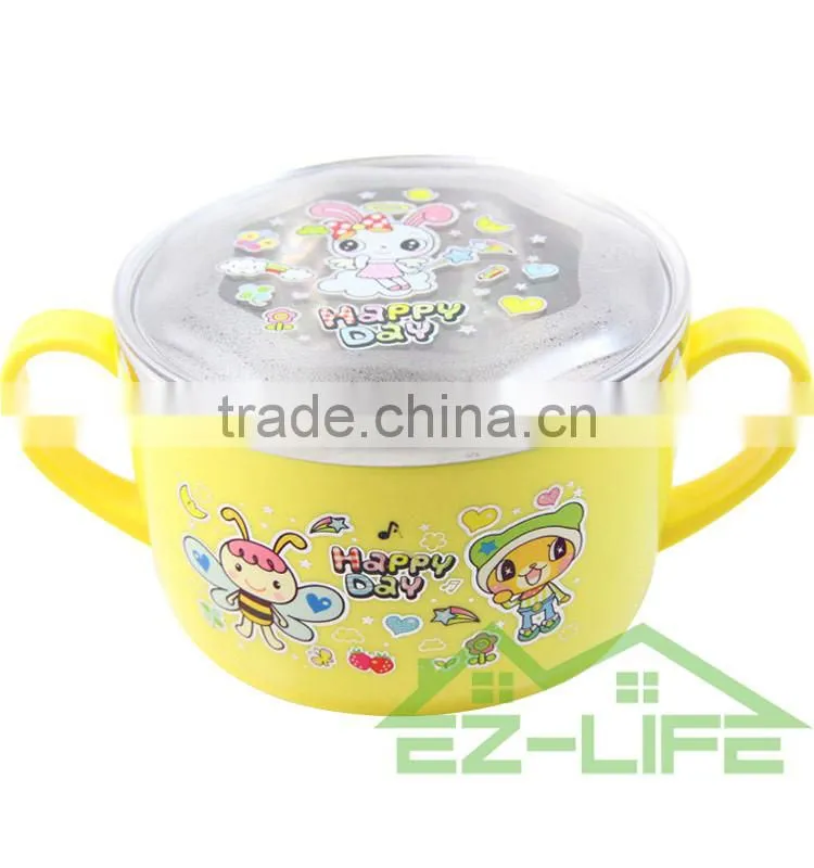 shockproof stainless steel baby feeding bowls soup bowl spoon and fork baby tableware set
