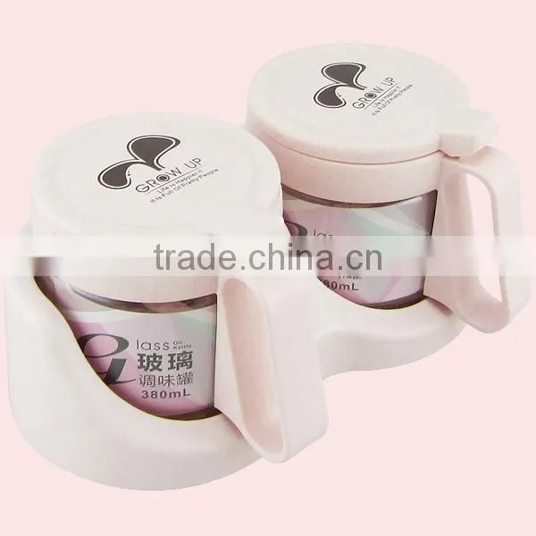 Glass Kitchen Seasoning Box Condiment Dispenser Set With Spoons