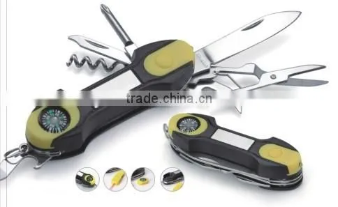 multi-function knife, plastic handle with LED&compass