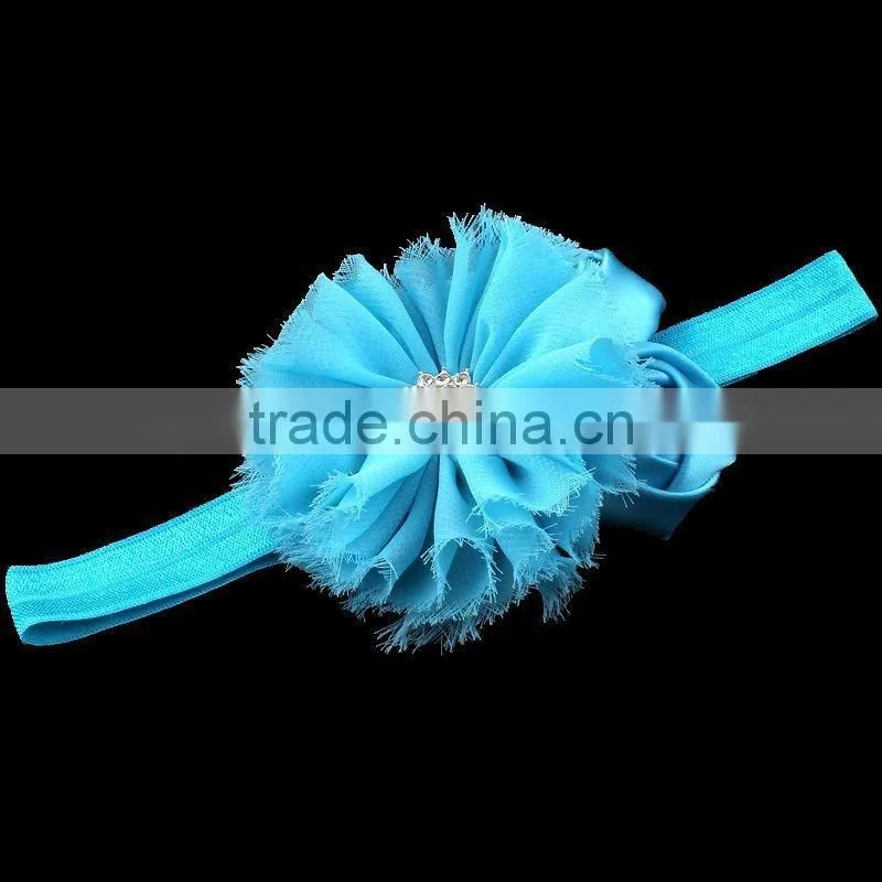 chiffon flower and satin rose flower headband for kids hair accessories