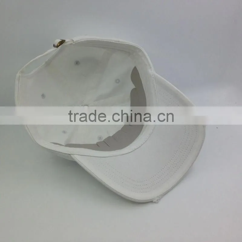 White Unstructured Washed Dad Cap Custom Distressed Hat