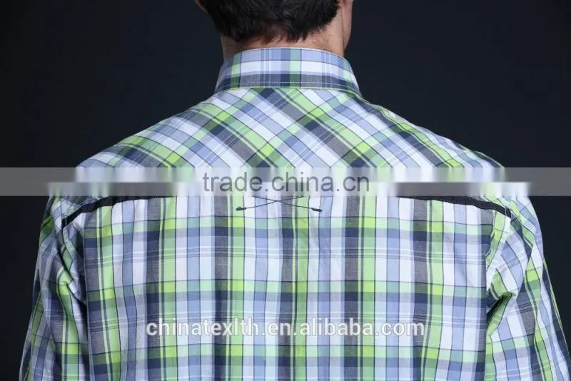 Fashion Short Sleeve Casual Design High Quality 100%Cotton Check Men Shirt