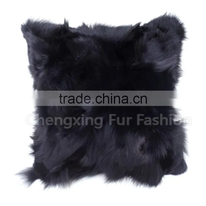 CX-D-101B Home Decoration Pillow Patchwork Real Fox Fur Cushion Cover