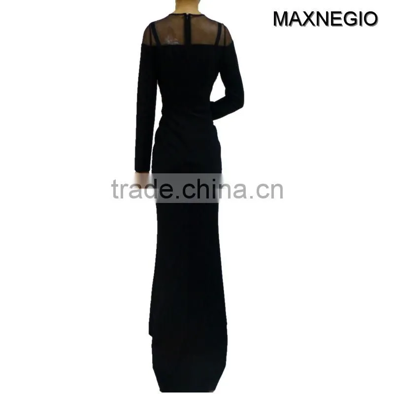 Wholesale black long sleeve heavy beaded evening dresses