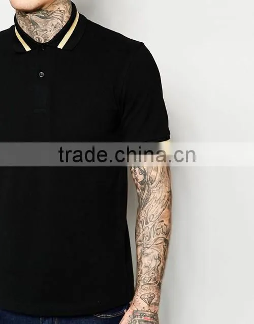 High quality casual fit men black pique polo shirt manufacturer in China