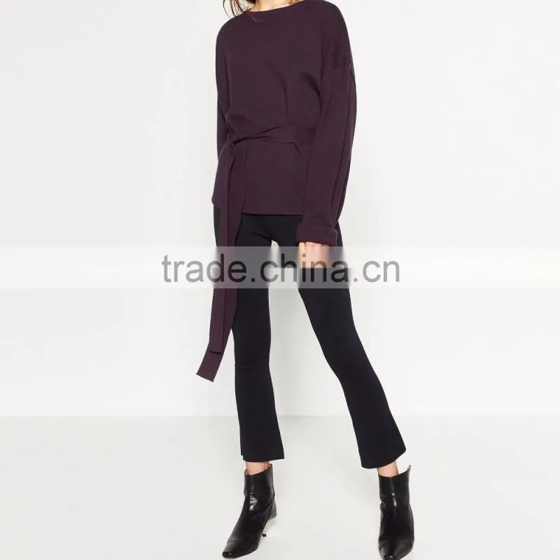 2016 Ladies top design fashion custom women apparel bell-bottom pants wholesale