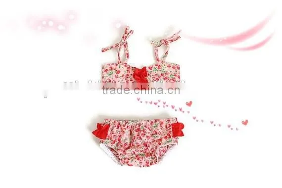 2017 Summer soft cotton boutique print young girl swimsuit pattern