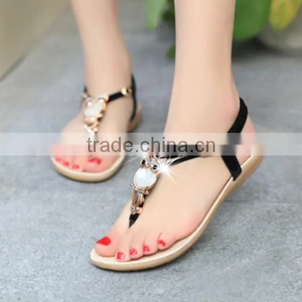 F20011H Toe clip women shoes wholesale beaded simple women beach sandals confortable massage shoes