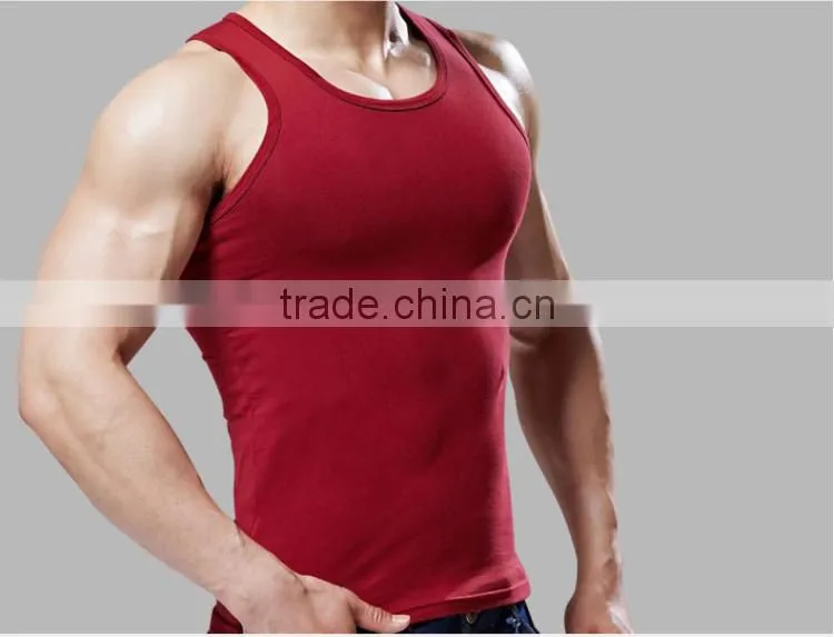 trade assurance custom 100% cotton close-fitting gym plain mens tank top